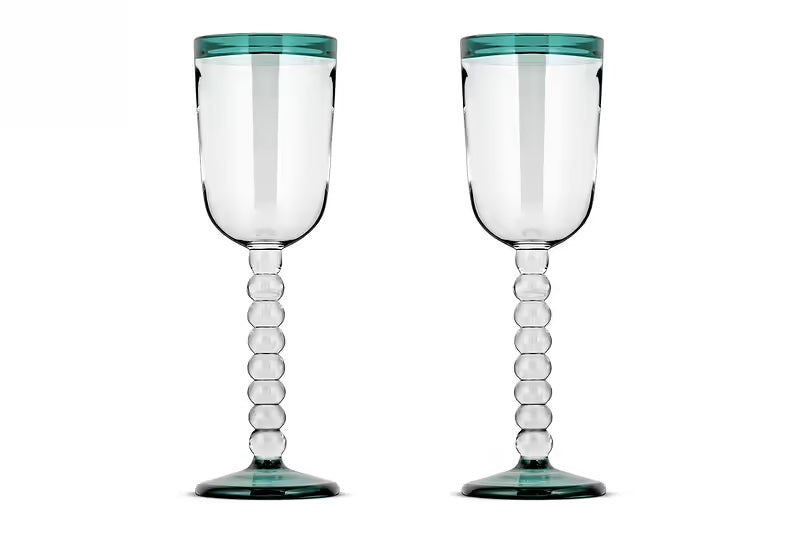 Nkuku - Thimma Wine Glass - Clear & Teal - Single