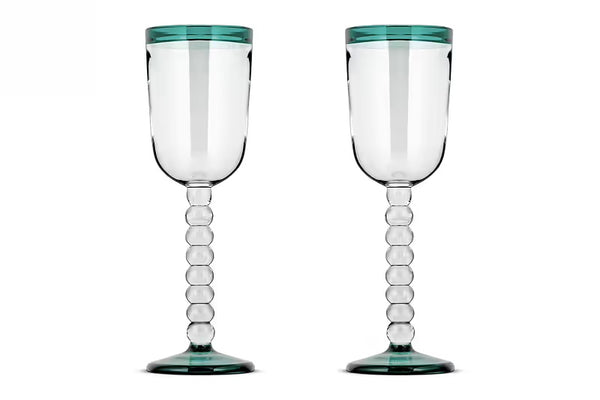 Nkuku - Thimma Wine Glass - Clear & Teal - Single