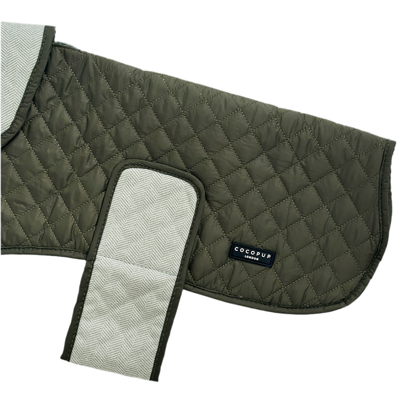 Luxe Quilted Dog Coat - Country Khaki - M