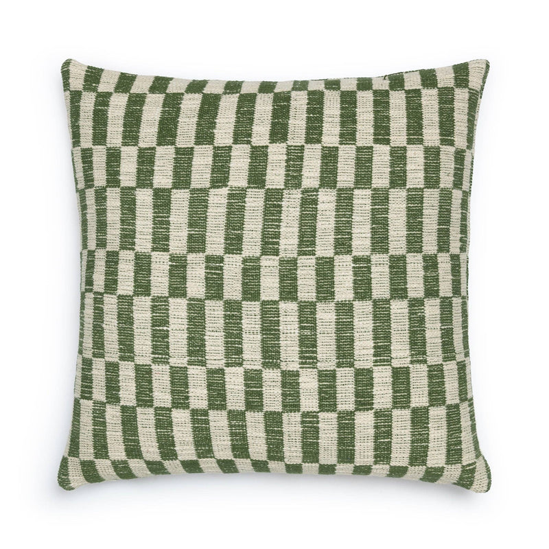 Cotton Woven Cushion Cover: Blok Green