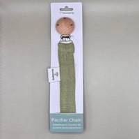 Pacifier Cord Made of Muslin Fabric with Wooden Attachment Clip – Army
