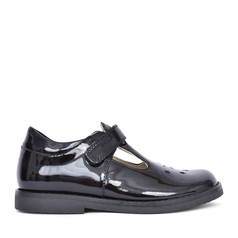 Evia T-Bar School Shoe - Black Patent Leather