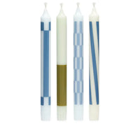Set of 4 Pattern Candles - Green and Blues