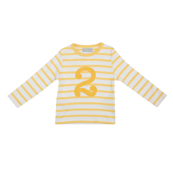 Buttercup & White Breton Striped Number T-Shirt