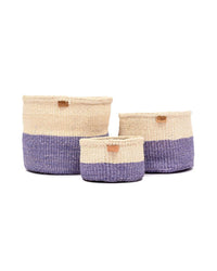 The Basket Room - JADALA: Lavender Colour Block Woven Basket: M / Purple / Colour Block