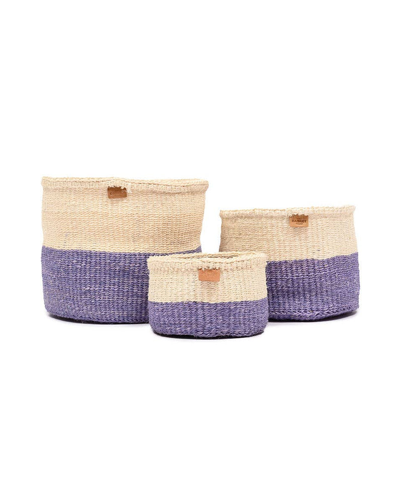 The Basket Room - JADALA: Lavender Colour Block Woven Basket: XS / Purple / Colour Block