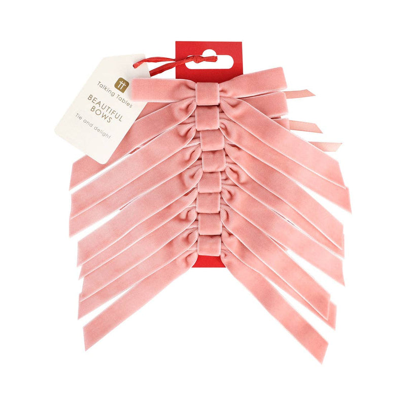 Christmas Pink Velvet Bows - 8 Pack