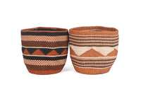 The Basket Room - KADI: Geometric Natural and Black Baskets: Stripes & Checks - Medium