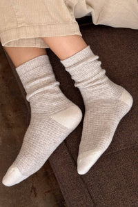 Wool Waffled Socks - Oatmeal / Cream