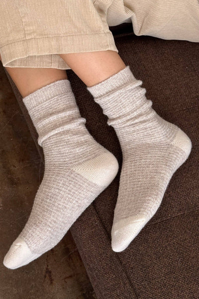 Wool Waffled Socks - Oatmeal / Cream