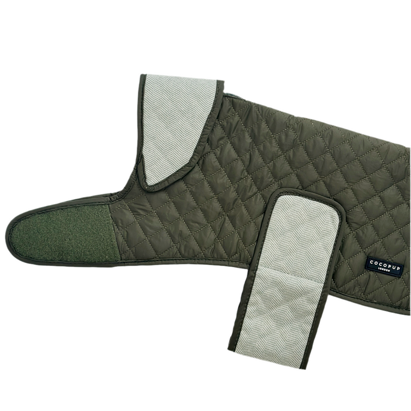 Luxe Quilted Dog Coat - Country Khaki - M