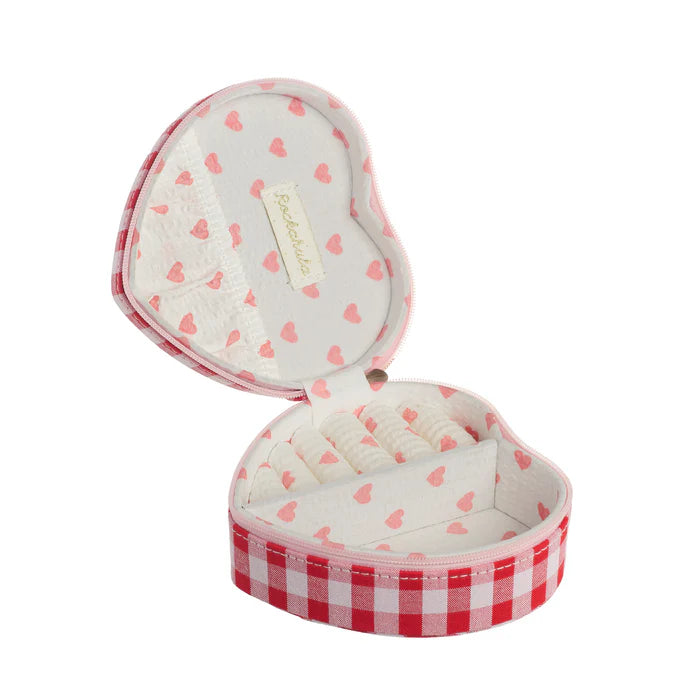 Gingham Love Heart Jewellery Box