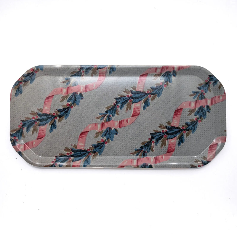 Large Octagonal Birch Wood Tray - Ribbon