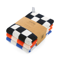 Reusable & Eco-Friendly Cotton Knit Dishcloths - Navy Check