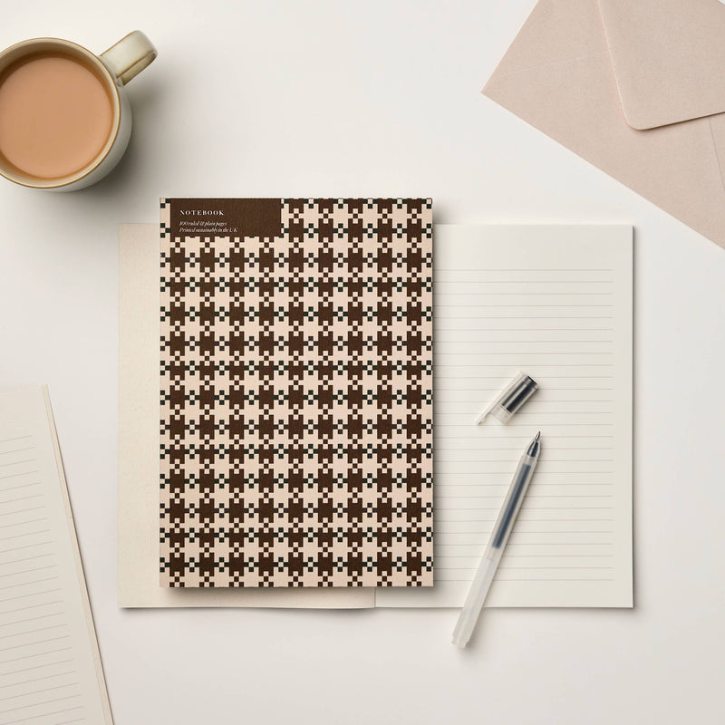 A5 Brown Umber Flower Blanket Tile Notebook