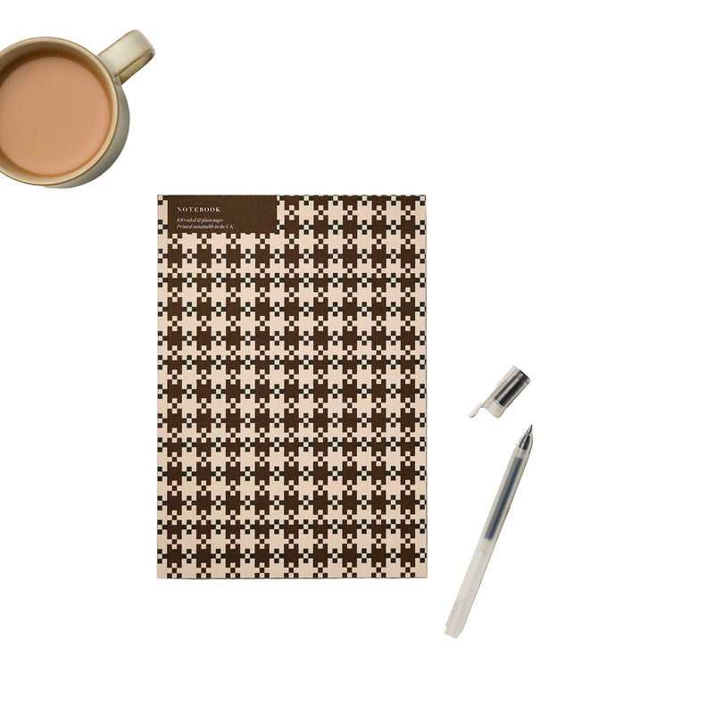 A5 Brown Umber Flower Blanket Tile Notebook