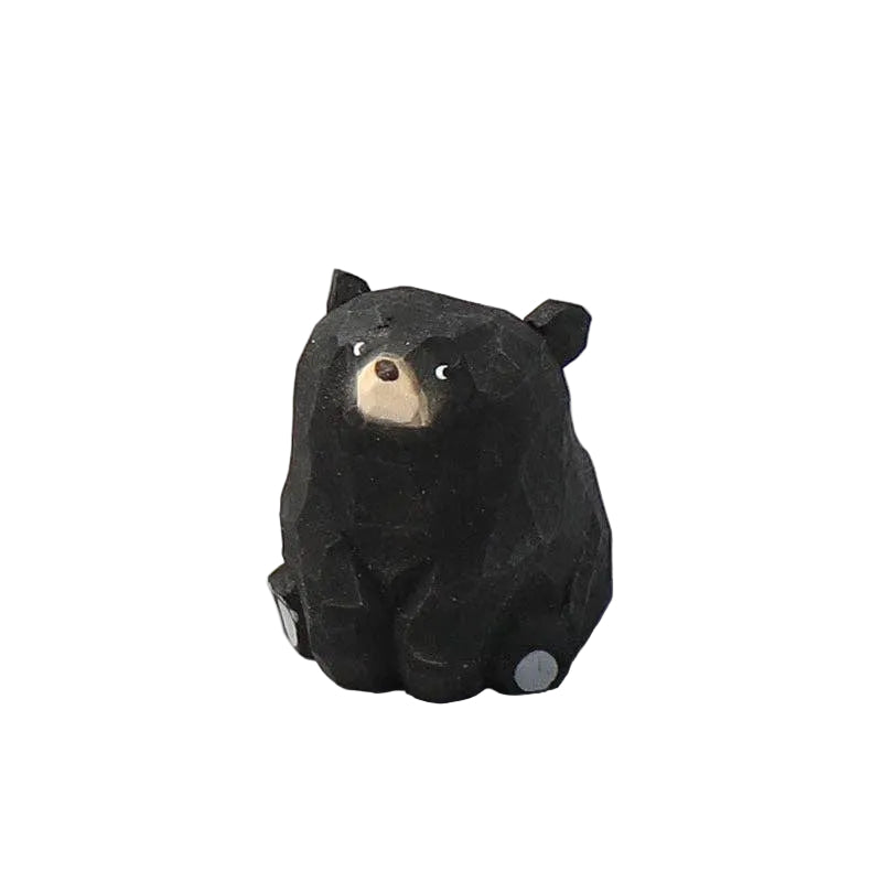Hand-crafted Wooden Bear Ornament - Black