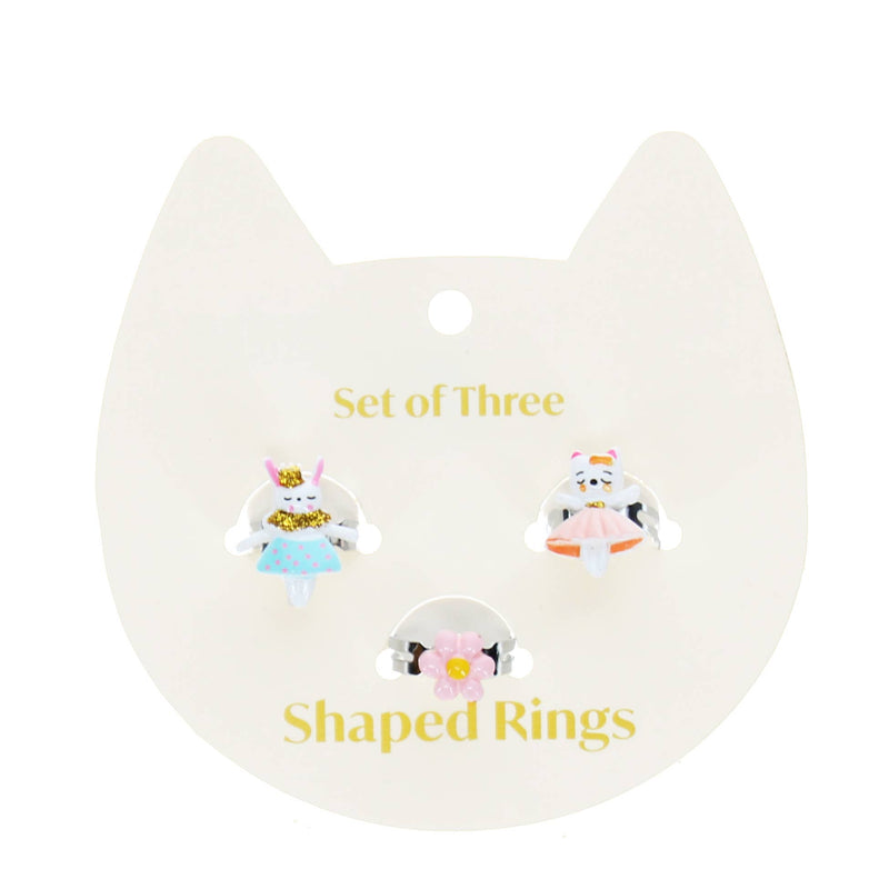 Cute Rings - Set of 3 - Bunny, Cat & Flower