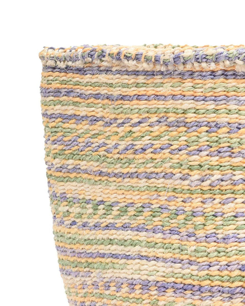 The Basket Room - ZAIDI: Lavender, Green & Yellow Tie-Dye Woven Storage Basket: M / Purple / Tie-Dye