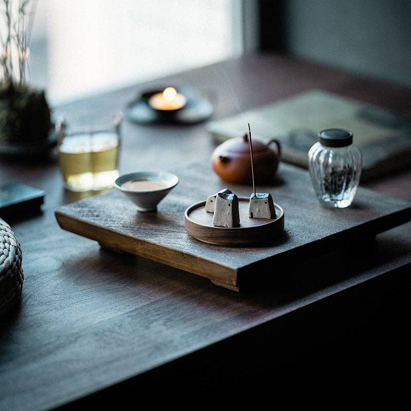 Gohobi Handmade Japanese Style Incense Holder – Zen Ceramic Incense Plug Tray: 3 mud houses