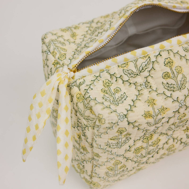 Large Toiletry Bag - Floral Lattice Buttercream