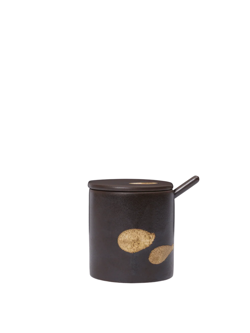 Koyo Jar with Spoon - Dark Brown/Buff