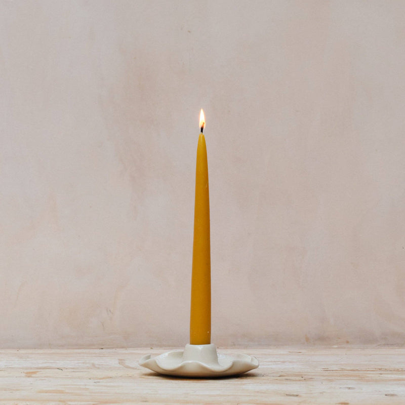 Hand Thrown Stoneware Frilly Candle Holder