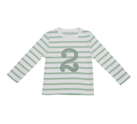 Seafoam & White Breton Striped Number T-Shirt