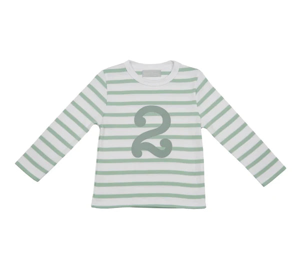 Seafoam & White Breton Striped Number T-Shirt