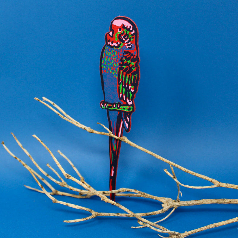 Parakeet Bookmark - Hot Pink/Red