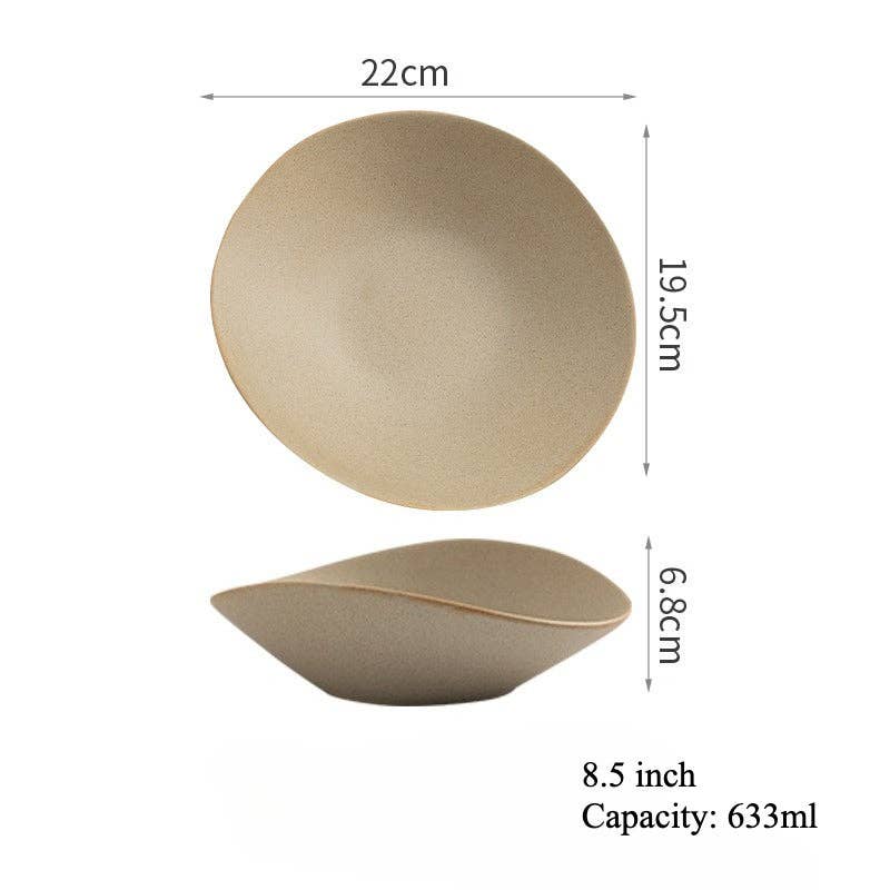Gohobi Japanese Ceramic Irregular Salad Bowl: 8.5 inch