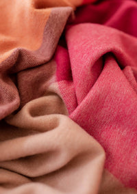 Lambswool Blanket in Orange Frame Check