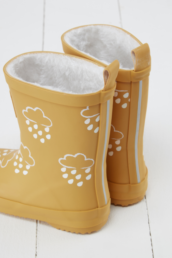 Grass & Air - Ochre Colour-Changing Kids Winter Wellies: 4 infant
