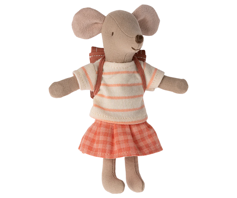 Tricycle Mouse, Big Sister with Bag - Coral