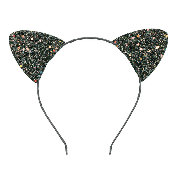 Spooky Glitter Cat Ears - Black