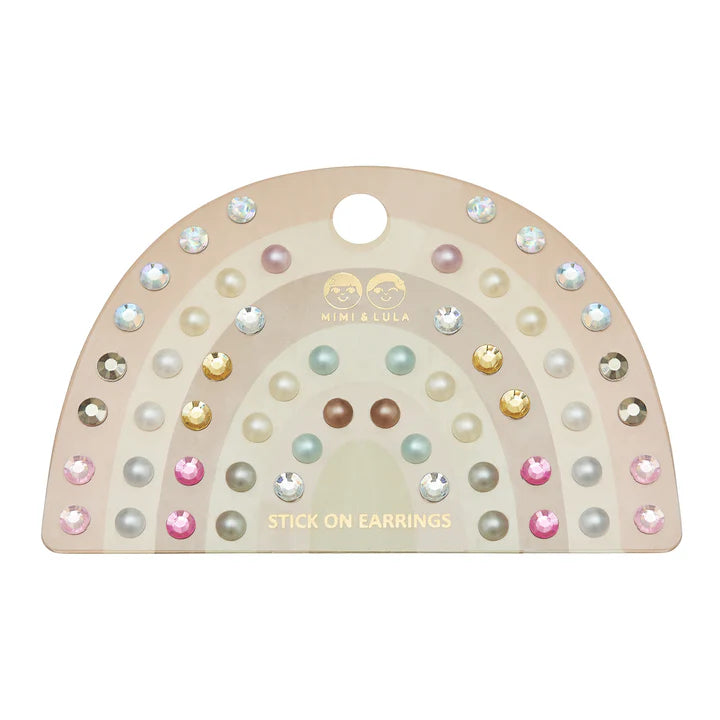 Pink Gem & Pearl Stick On Earrings