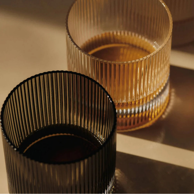 Ripple Tumbler Glasses - Set of 2 - Smoked Grey