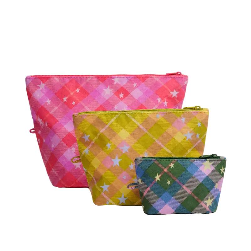 Go Pouch Set - Star Plaid