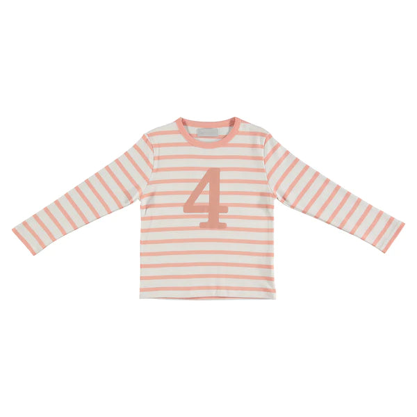 Shrimp & White Breton Striped Number T-Shirt