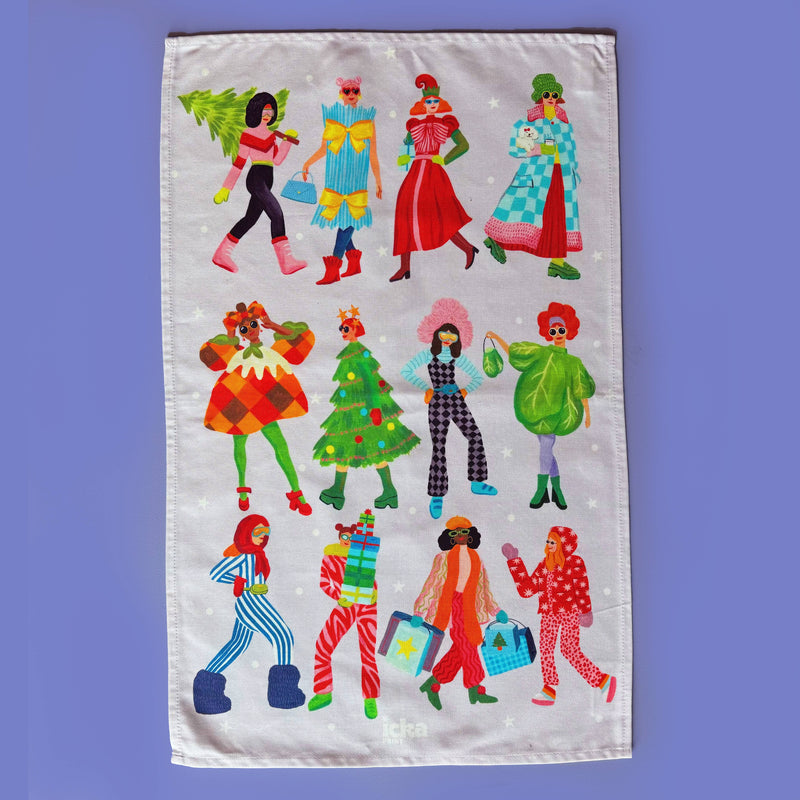 12 Slays of Christmas Tea Towel