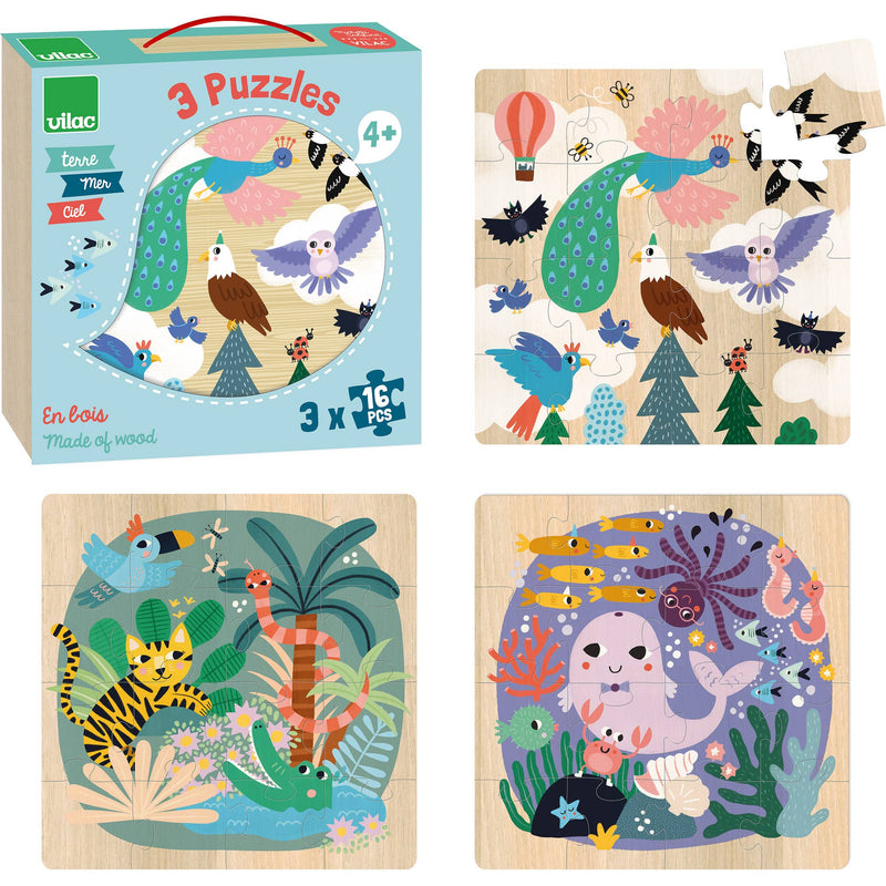 Vilac Earth, Sea & Sky Puzzle Collection Wooden Educational