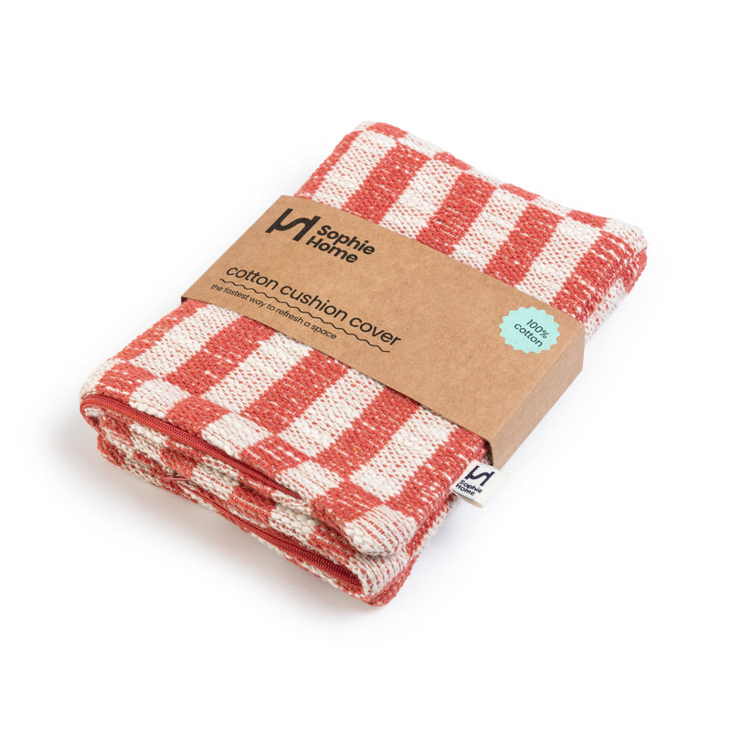 Cotton Woven Cushion Cover: Blok Orange
