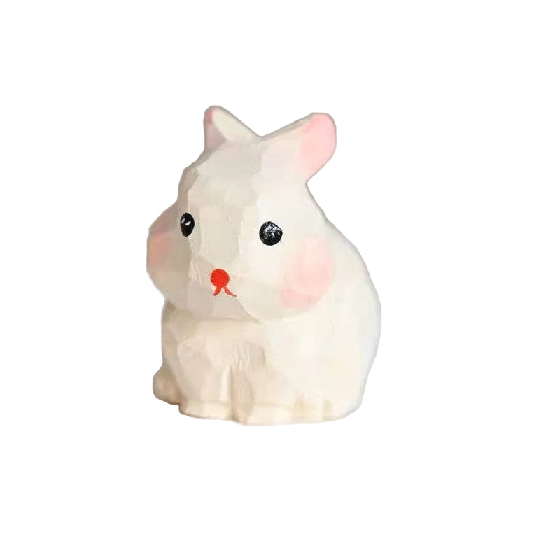 Hand-crafted White Wooden Rabbit Ornament