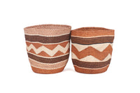The Basket Room - KADI: Geometric Natural and Black Baskets: Stripes & Checks - Medium
