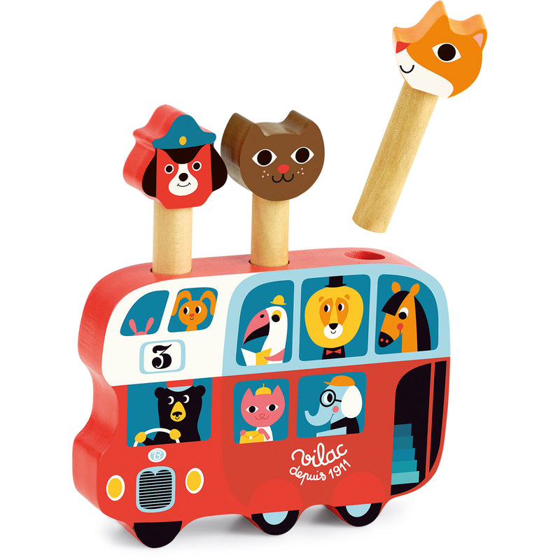 Wooden Pop-Up Bus Activity Toy