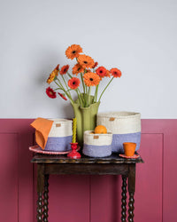 The Basket Room - JADALA: Lavender Colour Block Woven Basket: XS / Purple / Colour Block