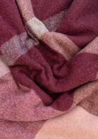 Recycled Wool XL Blanket in Berry Oversized Patchwork Check