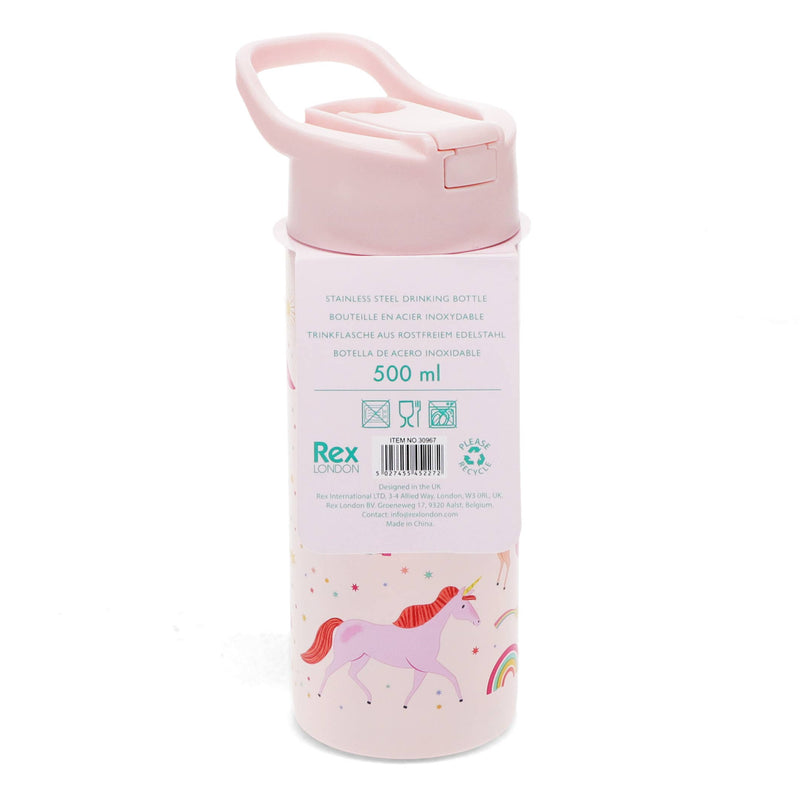 Stainless Steel Bottle with Push Button Lid 500ml - Unicorn