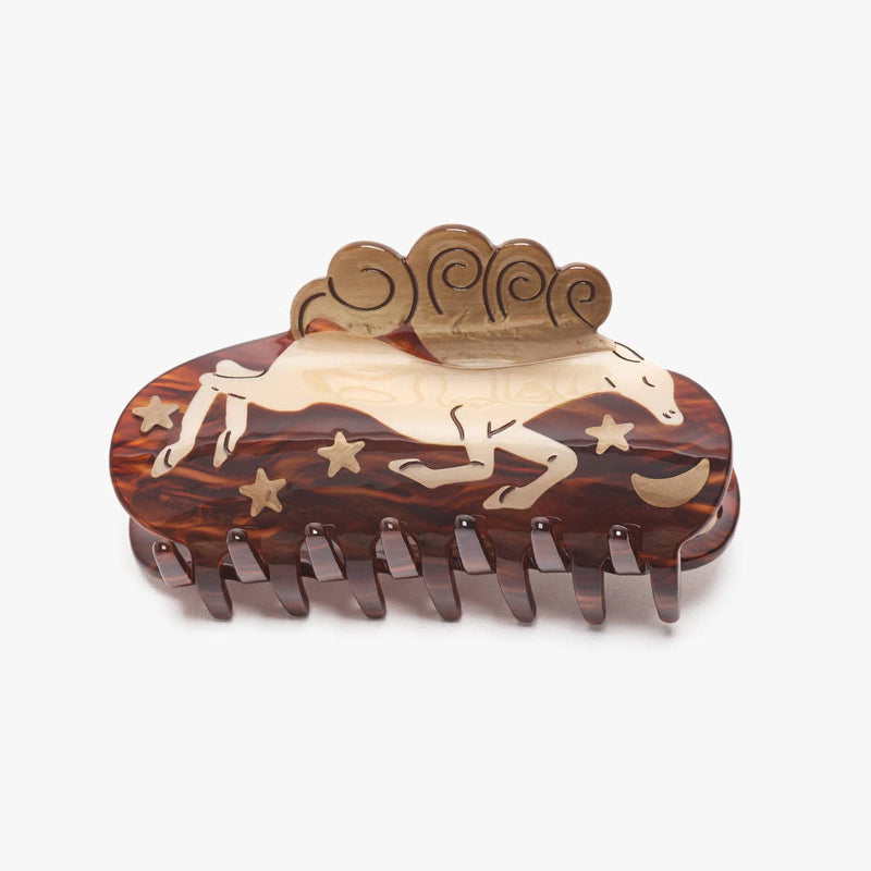 Wild At Heart White Horse Moon Stars Acetate Hair Claw Clip