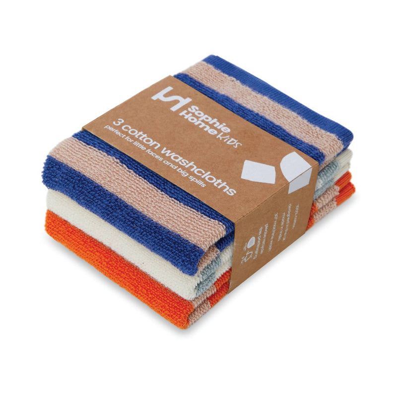 Reusable & Eco-Friendly Terry Washcloths - Striped Cobalt